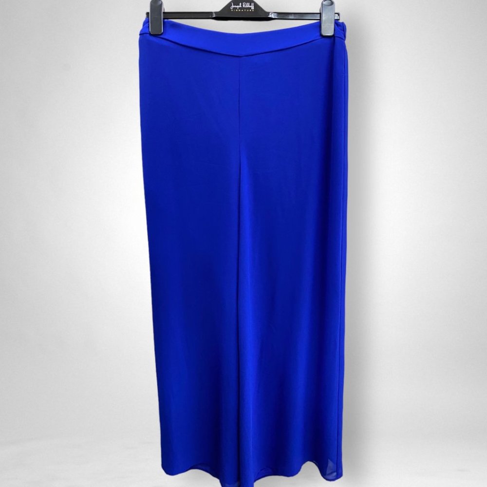 NEW Size 6 Joseph Ribkoff Blue High Waist Pull On Chiffon Palazzo Pants 223751TT - Picture 5 of 7